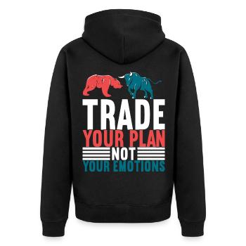 Aktien Aktionär Investor - Unisex Premium Bio Zip Hoodie - Schwarz - Hinten - Nico (187cm)