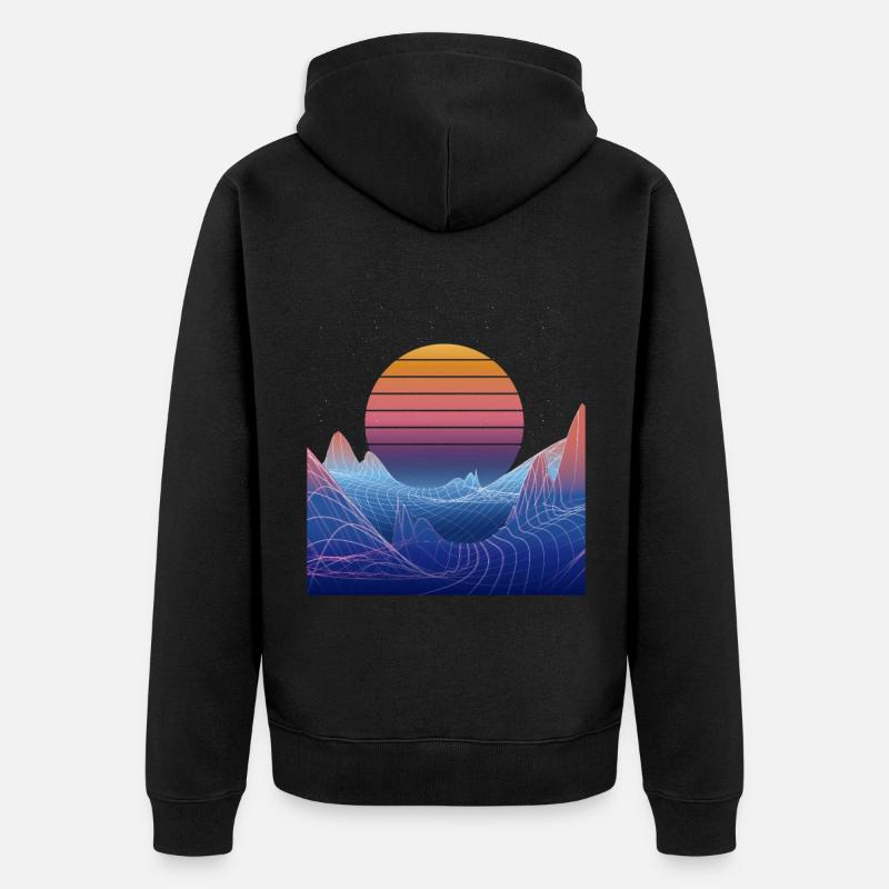 Synthwave Sunset Design - Veste à capuche bio Premium Unisexe - noir