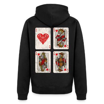 Verblasster Tag der Toten Spielkarten Skelett - Unisex Premium Bio Zip Hoodie - Schwarz - Hinten - Nico (187cm)