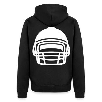 Football Helm - Unisex Premium Bio Zip Hoodie - Schwarz - Hinten - Nico (187cm)