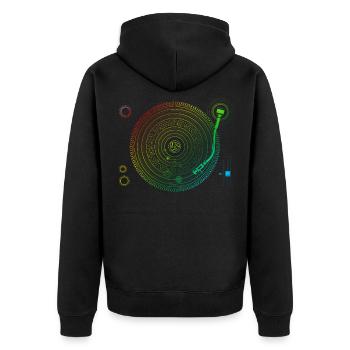Space DJ Design Solar System Plattenspieler EDM Druck - Unisex Premium Bio Zip Hoodie - Schwarz - Hinten - Nico (187cm)