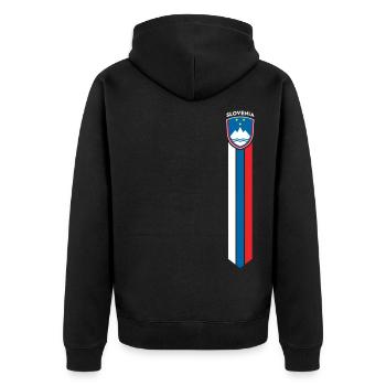 Soccer Jersey Style Slovenian Flag print product - Unisex Premium Organic Zip Hoodie - black - Back - Nico (187cm)