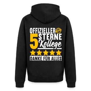 Abschiedsgeschenk Jobwechsel Kollege - Unisex Premium Bio Zip Hoodie - Schwarz - Hinten - Nico (187cm)
