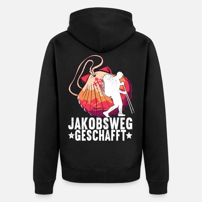 Jakobsweg Pilgern - Unisex Premium Bio Zip Hoodie - Schwarz