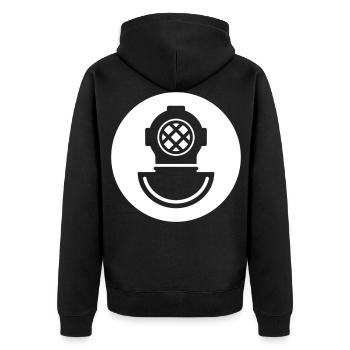 Taucherhelm Tauchen symbol - Unisex Premium Bio Zip Hoodie - Schwarz - Hinten - Nico (187cm)