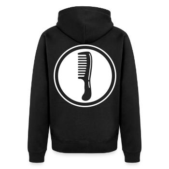 Icône de coiffeur peigne - Veste à capuche bio Premium Unisexe - noir - Dos - Nico (187cm)