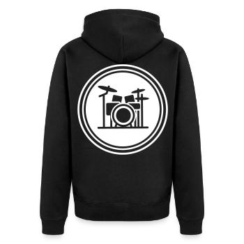 Schlagzeug - Unisex Premium Bio Zip Hoodie - Schwarz - Hinten - Nico (187cm)
