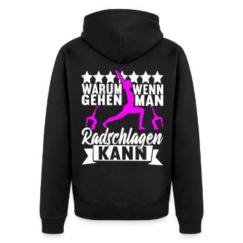 Turnen Turner - Unisex Premium Bio Zip Hoodie - Schwarz - Hinten - Nico (187cm)