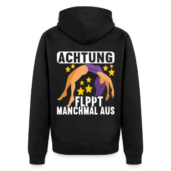 Turnen Turner - Unisex Premium Bio Zip Hoodie - Schwarz - Hinten - Nico (187cm)