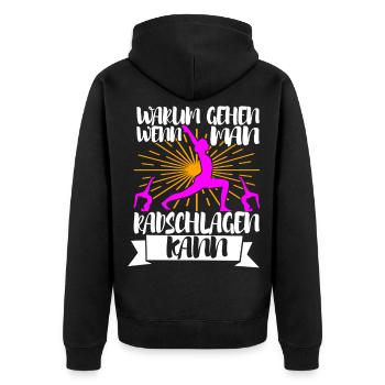 Turnen Turner - Unisex Premium Bio Zip Hoodie - Schwarz - Hinten - Nico (187cm)