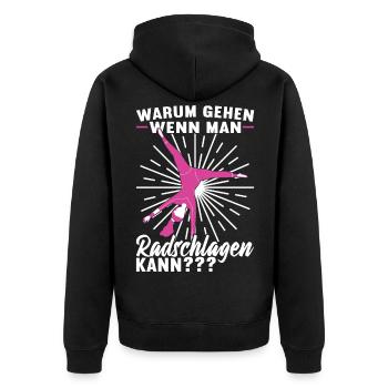 Turnen Turner - Unisex Premium Bio Zip Hoodie - Schwarz - Hinten - Nico (187cm)