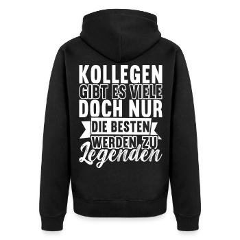 Abschiedsgeschenk Jobwechsel Kollege - Unisex Premium Bio Zip Hoodie - Schwarz - Hinten - Nico (187cm)