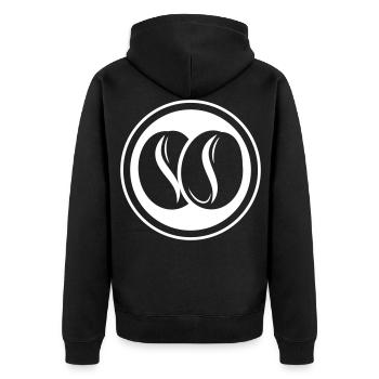 Kaffeebohne Symbol - Unisex Premium Bio Zip Hoodie - Schwarz - Hinten - Nico (187cm)