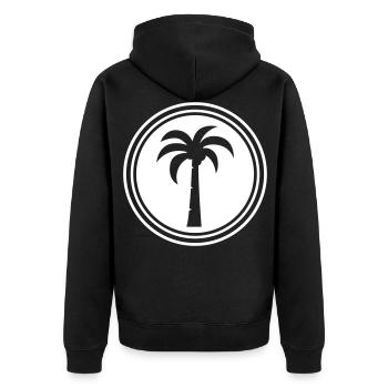palm symbol - Unisex Premium Organic Zip Hoodie - black - Back - Nico (187cm)