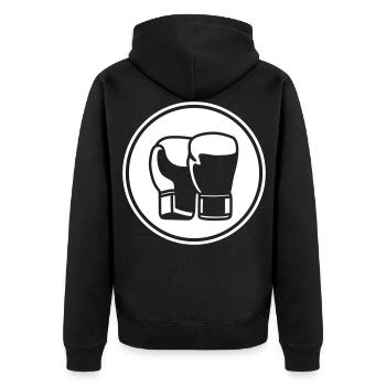 Symbole des gants de boxe - Veste à capuche bio Premium Unisexe - noir - Dos - Nico (187cm)