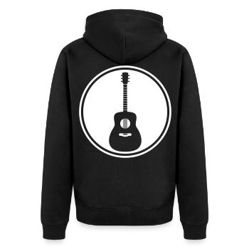 Gitarre Akustik - Unisex Premium Bio Zip Hoodie - Schwarz - Hinten - Nico (187cm)