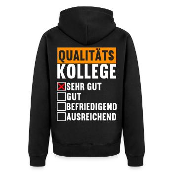 Abschiedsgeschenk Jobwechsel Kollege - Unisex Premium Bio Zip Hoodie - Schwarz - Hinten - Nico (187cm)