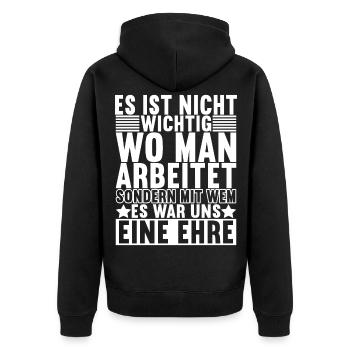 Abschiedsgeschenk Jobwechsel Kollege - Unisex Premium Bio Zip Hoodie - Schwarz - Hinten - Nico (187cm)