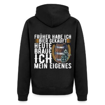 Bierbrauen Bierbrauer - Unisex Premium Bio Zip Hoodie - Schwarz - Hinten - Nico (187cm)