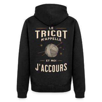 Humour fan de tricot - Veste à capuche bio Premium Unisexe - noir - Dos - Nico (187cm)