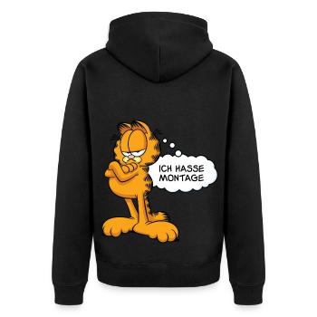 Garfield Ich Hasse Montage - Unisex Premium Organic Zip Hoodie - black - Back - Nico (187cm)