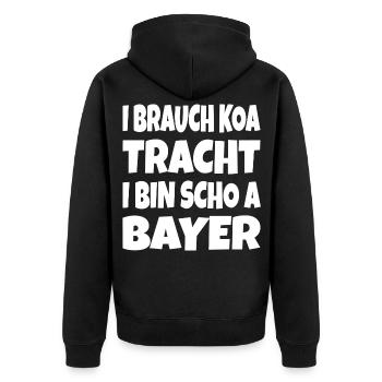 I brauch koa Tracht... - Unisex Premium Bio Zip Hoodie - Schwarz - Hinten - Nico (187cm)