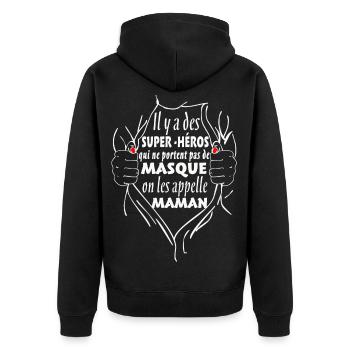 Maman Super-Héros - Veste à capuche bio Premium Unisexe - noir - Dos - Nico (187cm)