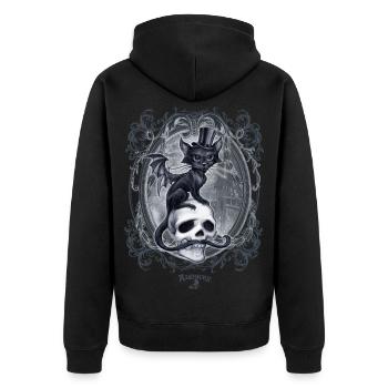 Alchemy England Meowstopheles - The Vampire Cat - Unisex Premium Organic Zip Hoodie - black - Back - Nico (187cm)
