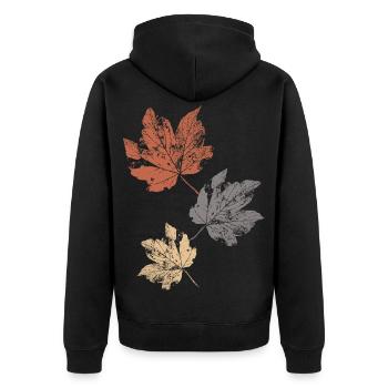 Bunte Herbstblätter Herbstlaub - Unisex Premium Bio Zip Hoodie - Schwarz - Hinten - Nico (187cm)
