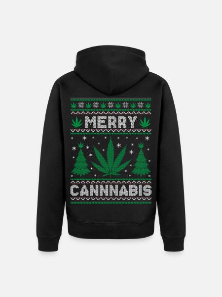 Merry Christmas, Merry Cannabis - Unisex Premium Bio Zip Hoodie - Schwarz