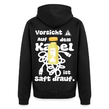 Lustiger Elektriker Spruch - Unisex Premium Bio Zip Hoodie - Schwarz - Hinten - Nico (187cm)