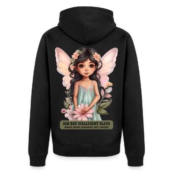 Kleine Fee - Unisex Premium Bio Zip Hoodie - Schwarz - Hinten - Nico (187cm)