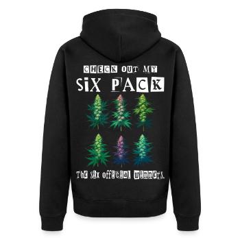 Cannabis Six Pack - Unisex Premium Bio Zip Hoodie - Schwarz - Hinten - Nico (187cm)