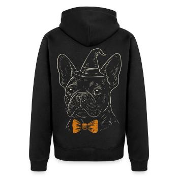 Frenchie Halloween - Spooky Gentleman Dog - Veste à capuche bio Premium Unisexe - noir - Dos - Nico (187cm)