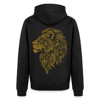Lion Mandala Face Lion Head Tribal - Unisex Premium Organic Zip Hoodie - black - Back - Nico (187cm)
