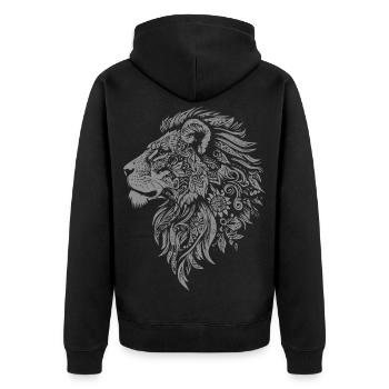 Refined lion head with floral decoration - Unisex Premium Organic Zip Hoodie - black - Back - Nico (187cm)