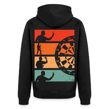 Dart Sport Retro Dartpfeil - Unisex Premium Organic Zip Hoodie - black - Back - Nico (187cm)