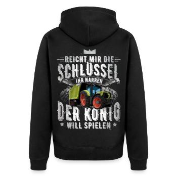 Landwirt - Unisex Premium Bio Zip Hoodie - Schwarz - Hinten - Nico (187cm)