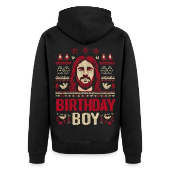 Birthday Boy Knit Design - Unisex Premium Organic Zip Hoodie - black - Back - Nico (187cm)