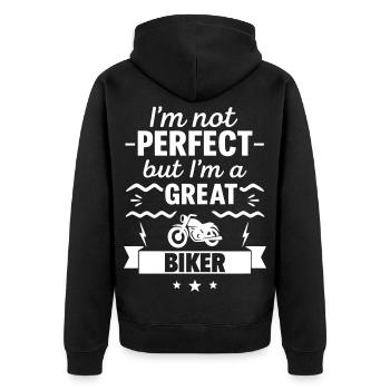 I'm Not Perfect But I'm a Great Biker - Unisex Premium Organic Zip Hoodie - black - Back - Nico (187cm)
