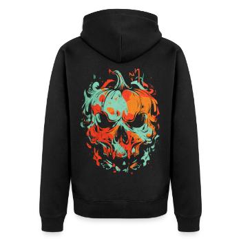 Crâne de citrouille d’horreur – Design artistique grunge - Veste à capuche bio Premium Unisexe - noir - Dos - Nico (187cm)