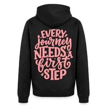 Every Journey Needs A First Step - Unisex Premium Organic Zip Hoodie - black - Back - Nico (187cm)