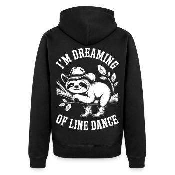 Dreaming Sloth Line Dance - Unisex Premium Organic Zip Hoodie - black - Back - Nico (187cm)