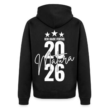Matura 2026 J’ai fini - Veste à capuche bio Premium Unisexe - noir - Dos - Nico (187cm)