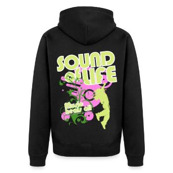 Sound Life Neon Urban Music - Unisex Premium Organic Zip Hoodie - black - Back - Nico (187cm)