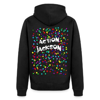 Karneval Fasching Silvester Party - Unisex Premium Bio Zip Hoodie - Schwarz - Hinten - Nico (187cm)