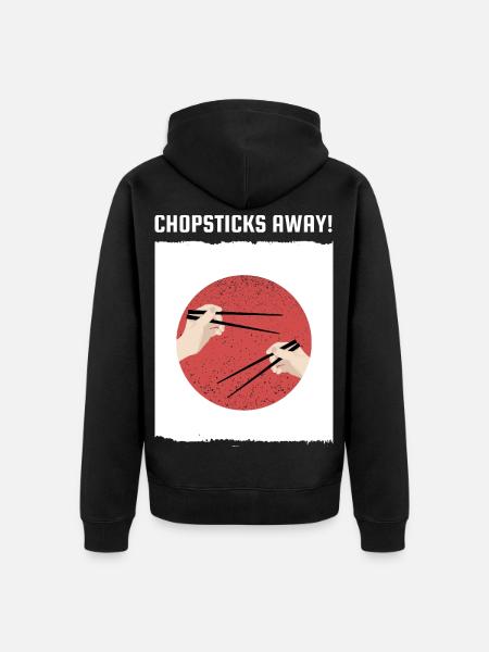 Chopsticks Away Ramen Japanese Flag  - Unisex Premium Organic Zip Hoodie - black