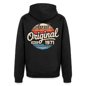 Né en avril 1971 - 55e anniversaire avril 1971 - Veste à capuche bio Premium Unisexe - noir - Dos - Nico (187cm)