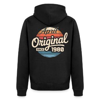 Né en avril 1980 - 46e anniversaire avril 1980 - Veste à capuche bio Premium Unisexe - noir - Dos - Nico (187cm)