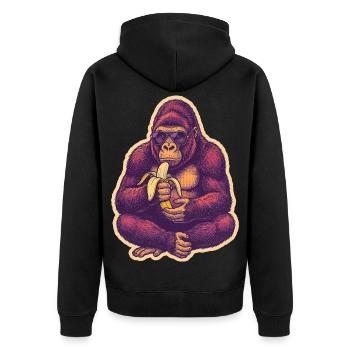 Gorille avec des lunettes de soleil mangeant une banane - Veste à capuche bio Premium Unisexe - noir - Dos - Nico (187cm)